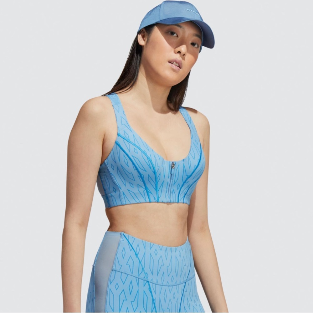 Adidas X IVY PARK Monogram Front Zip Bra - Blue